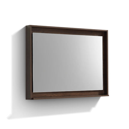 Kube Bath 40″ Wide Framed Mirror W/ Shelf – Rosewood Kube Bath