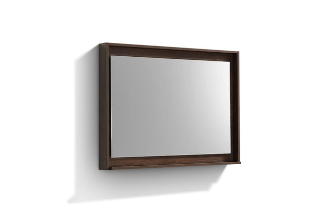 Kube Bath 40″ Wide Framed Mirror W/ Shelf – Rosewood Kube Bath