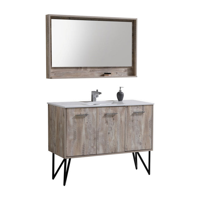 KubeBath Bosco 48″ Nature Wood Modern Bathroom Vanity W/ White Countertop Kube Bath