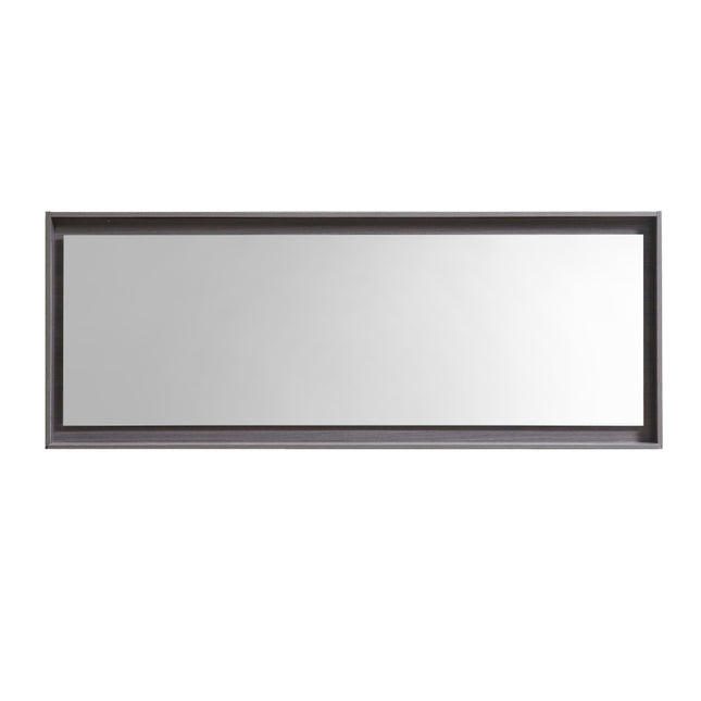 Kube Bath 70" Wide Framed Mirror With Shelf – Gray Oak Kube Bath