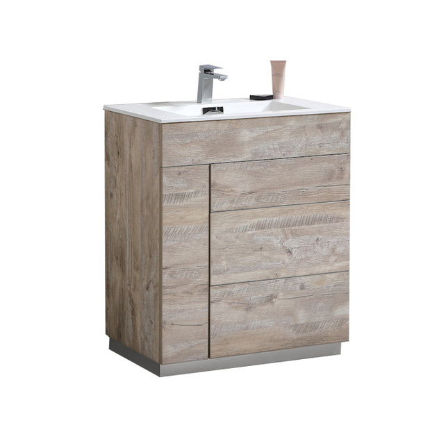 Kube Bath Milano 30″ Nature Wood Floor Mount Modern Bathroom Vanity Kube Bath