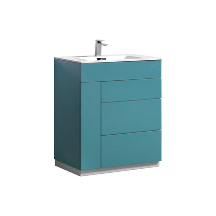 Kube Bath Milano 30″ Teal Green Floor Mount Modern Bathroom Vanity Kube Bath