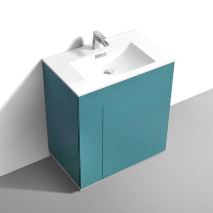 Kube Bath Milano 30″ Teal Green Floor Mount Modern Bathroom Vanity Kube Bath