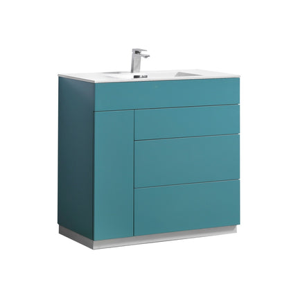 Kube Bath Milano 36″ Teal Green Floor Mount Modern Bathroom Vanity Kube Bath