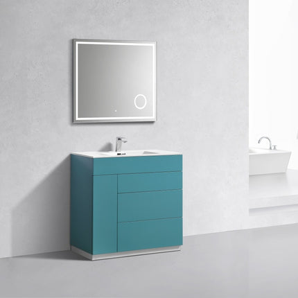 Kube Bath Milano 36″ Teal Green Floor Mount Modern Bathroom Vanity Kube Bath