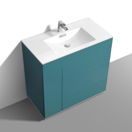 Kube Bath Milano 36″ Teal Green Floor Mount Modern Bathroom Vanity Kube Bath