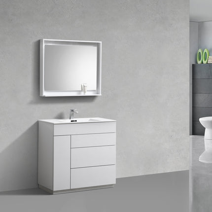 Kube Bath Milano 36″ Gloss White Floor Mount Modern Bathroom Vanity Kube Bath