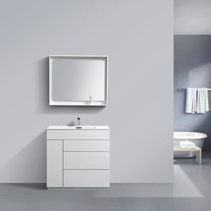 Kube Bath Milano 36″ Gloss White Floor Mount Modern Bathroom Vanity Kube Bath