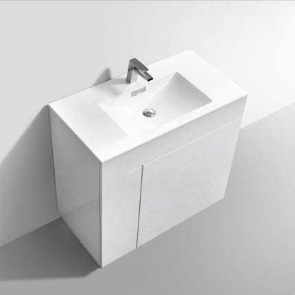 Kube Bath Milano 36″ Gloss White Floor Mount Modern Bathroom Vanity Kube Bath