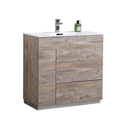 Kube Bath Milano 36″ Nature Wood Floor Mount Modern Bathroom Vanity Kube Bath