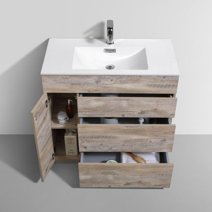 Kube Bath Milano 36″ Nature Wood Floor Mount Modern Bathroom Vanity Kube Bath