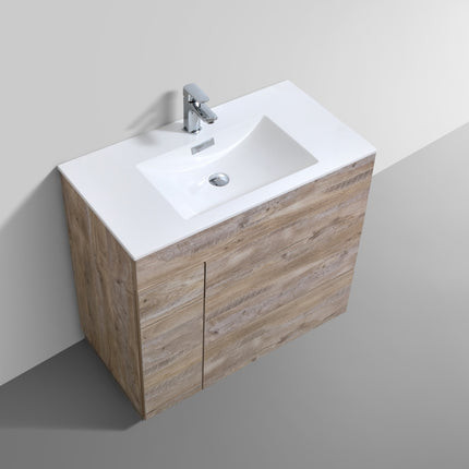 Kube Bath Milano 36″ Nature Wood Floor Mount Modern Bathroom Vanity Kube Bath