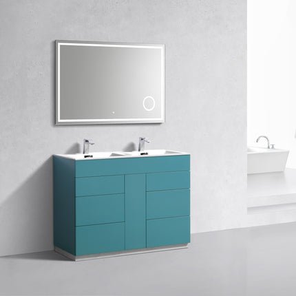 Kube Bath Milano 48″ Double Sink Teal Green Floor Mount Modern Bathroom Vanity Kube Bath