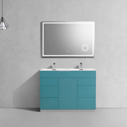 Kube Bath Milano 48″ Double Sink Teal Green Floor Mount Modern Bathroom Vanity Kube Bath