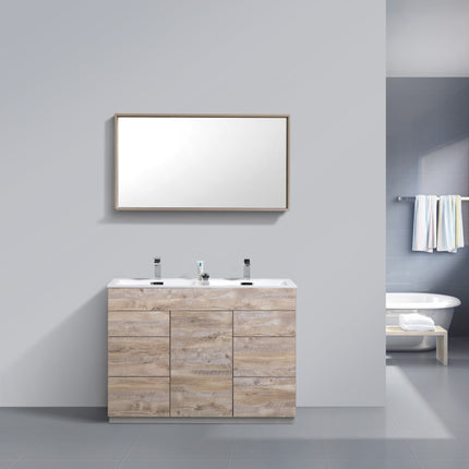 Kube Bath Milano 48″ Double Sink Nature Wood Floor Mount Modern Bathroom Vanity Kube Bath