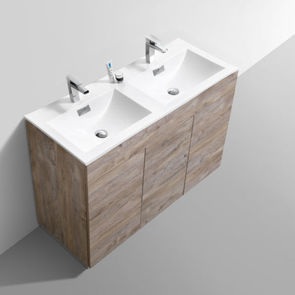 Kube Bath Milano 48″ Double Sink Nature Wood Floor Mount Modern Bathroom Vanity Kube Bath