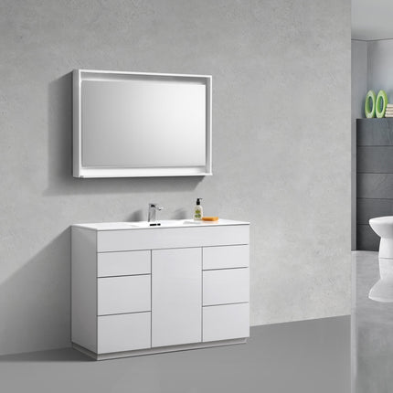 Kube Bath Milano 48″ High Gloss White Floor Mount Modern Bathroom Vanity Kube Bath