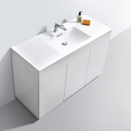 Kube Bath Milano 48″ High Gloss White Floor Mount Modern Bathroom Vanity Kube Bath