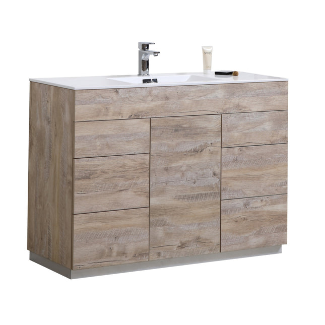 Kube Bath Milano 48″ Nature Wood Floor Mount Modern Bathroom Vanity Kube Bath