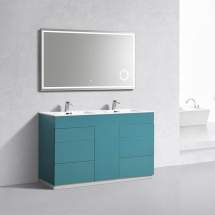 Kube Bath Milano 60″ Double Sink Teal Green Floor Mount Modern Bathroom Vanity Kube Bath