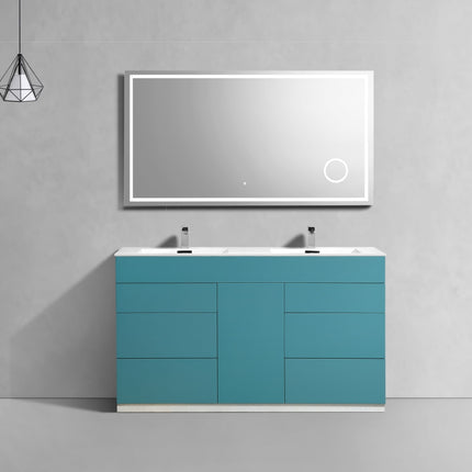 Kube Bath Milano 60″ Double Sink Teal Green Floor Mount Modern Bathroom Vanity Kube Bath