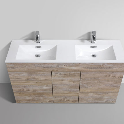 Kube Bath Milano 60″ Double Sink Nature Wood Floor Mount Modern Bathroom Vanity Kube Bath