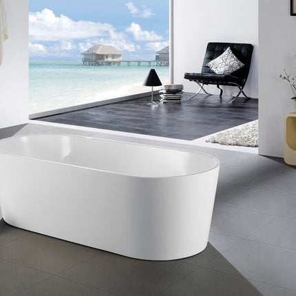 Kube Bath Ovale 59” White Free Standing Bathtub Kube Bath