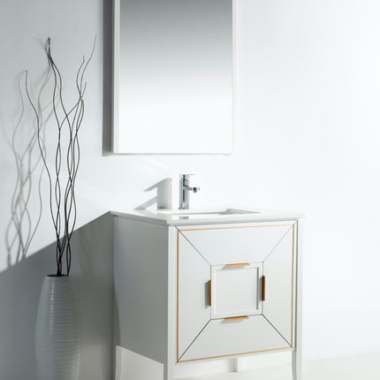 Kube Bath Vetro 30″ Gloss White Vanity W/ Quartz Counter Top Kube Bath