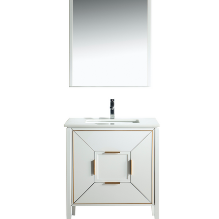 Kube Bath Vetro 30″ Gloss White Vanity W/ Quartz Counter Top Kube Bath