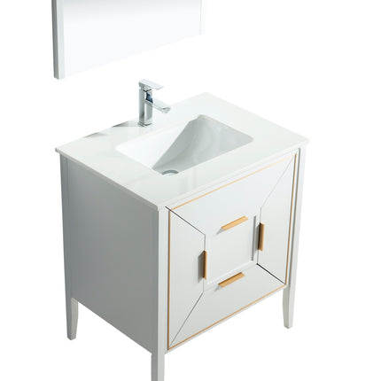 Kube Bath Vetro 30″ Gloss White Vanity W/ Quartz Counter Top Kube Bath