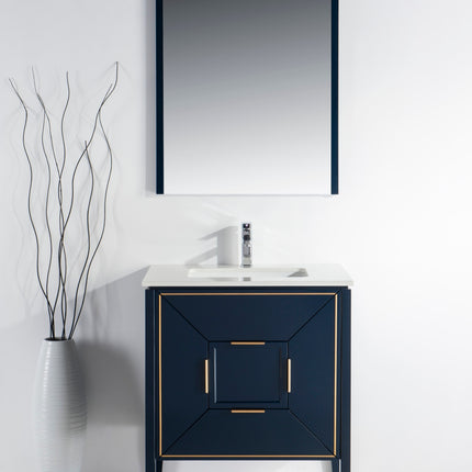 Kube Bath Vetro 30″ Gloss Blue Vanity W/ Quartz Counter Top Kube Bath