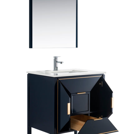 Kube Bath Vetro 30″ Gloss Blue Vanity W/ Quartz Counter Top Kube Bath