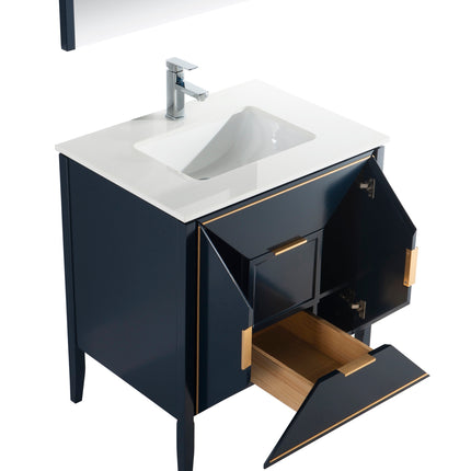 Kube Bath Vetro 30″ Gloss Blue Vanity W/ Quartz Counter Top Kube Bath