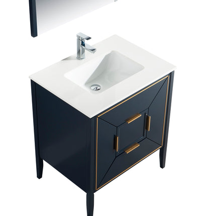 Kube Bath Vetro 30″ Gloss Blue Vanity W/ Quartz Counter Top Kube Bath