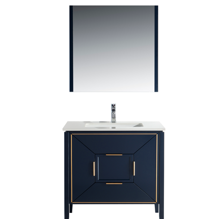 Kube Bath Vetro 36″ Gloss Blue Vanity W/ Quartz Counter Top Kube Bath