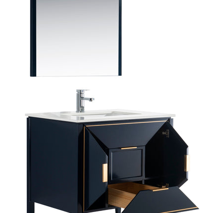 Kube Bath Vetro 36″ Gloss Blue Vanity W/ Quartz Counter Top Kube Bath