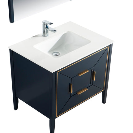 Kube Bath Vetro 36″ Gloss Blue Vanity W/ Quartz Counter Top Kube Bath