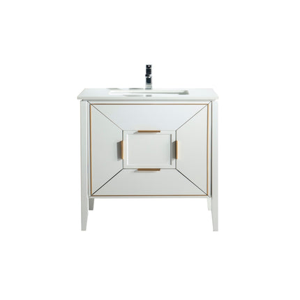 Kube Bath Vetro 36″ Gloss White Vanity W/ Quartz Counter Top Kube Bath