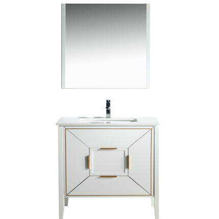 Kube Bath Vetro 36″ Gloss White Vanity W/ Quartz Counter Top Kube Bath