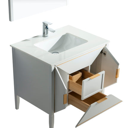 Kube Bath Vetro 36″ Gloss White Vanity W/ Quartz Counter Top Kube Bath