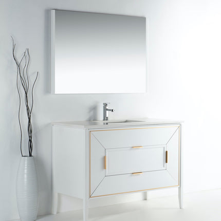 Kube Bath Vetro 48″ Gloss White Vanity W/ Quartz Counter Top Kube Bath