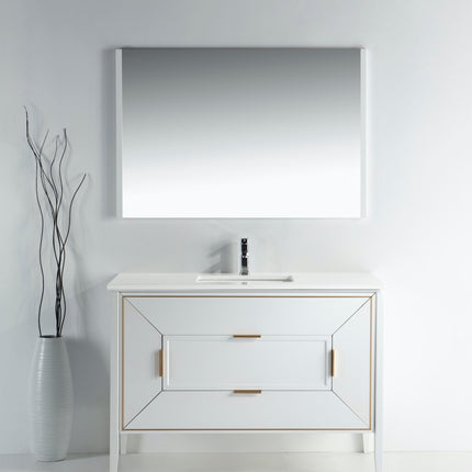 Kube Bath Vetro 48″ Gloss White Vanity W/ Quartz Counter Top Kube Bath