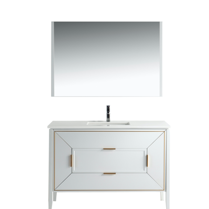 Kube Bath Vetro 48″ Gloss White Vanity W/ Quartz Counter Top Kube Bath