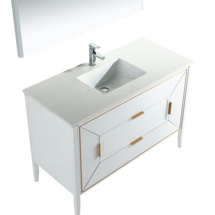 Kube Bath Vetro 48″ Gloss White Vanity W/ Quartz Counter Top Kube Bath