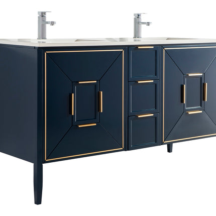 Kube Bath Vetro 60″ Gloss Blue Vanity W/ Quartz Counter Top Kube Bath