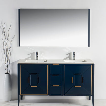 Kube Bath Vetro 60″ Gloss Blue Vanity W/ Quartz Counter Top Kube Bath