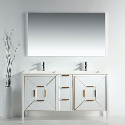 Kube Bath Vetro 60″ Gloss White Vanity W/ Quartz Counter Top Kube Bath