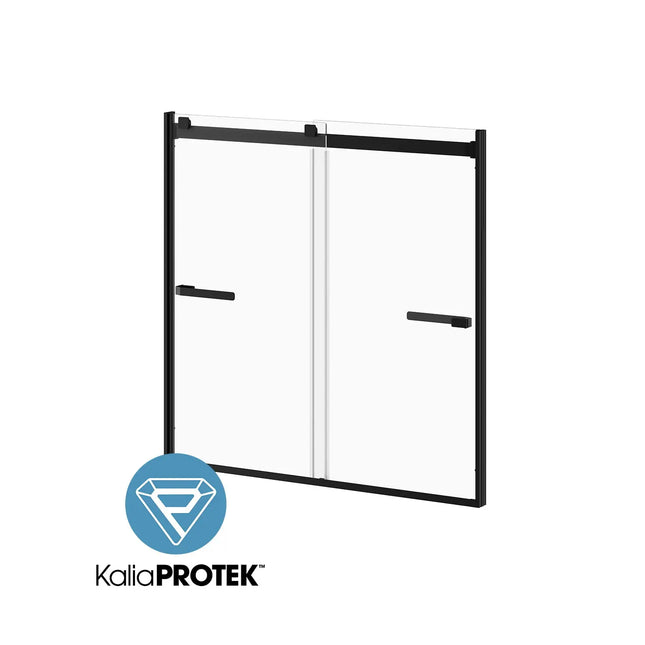 Kalia AKCESS 2.0 with KaliaProtek 2-Panel Sliding Bathtub Door 60''x60'' Reversible Matte Black Clear with Film Glass DR2075-160-005 - Plumbing Market