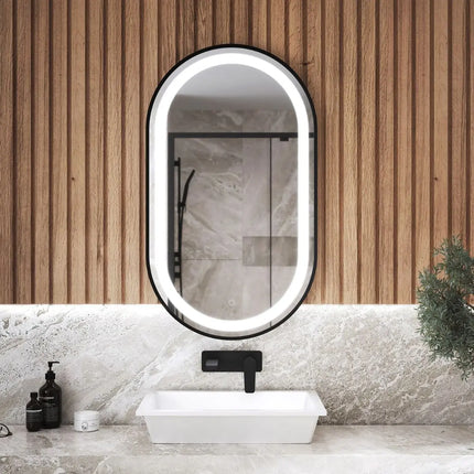 Kalia Effect 22 x 38 Inch LED Illuminated Bathroom Mirror Black Frame - Plumbing Market