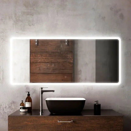 Kalia Profila Rectangular 24 Inch LED Mirror With Frosted Strip Edge - Plumbing Market